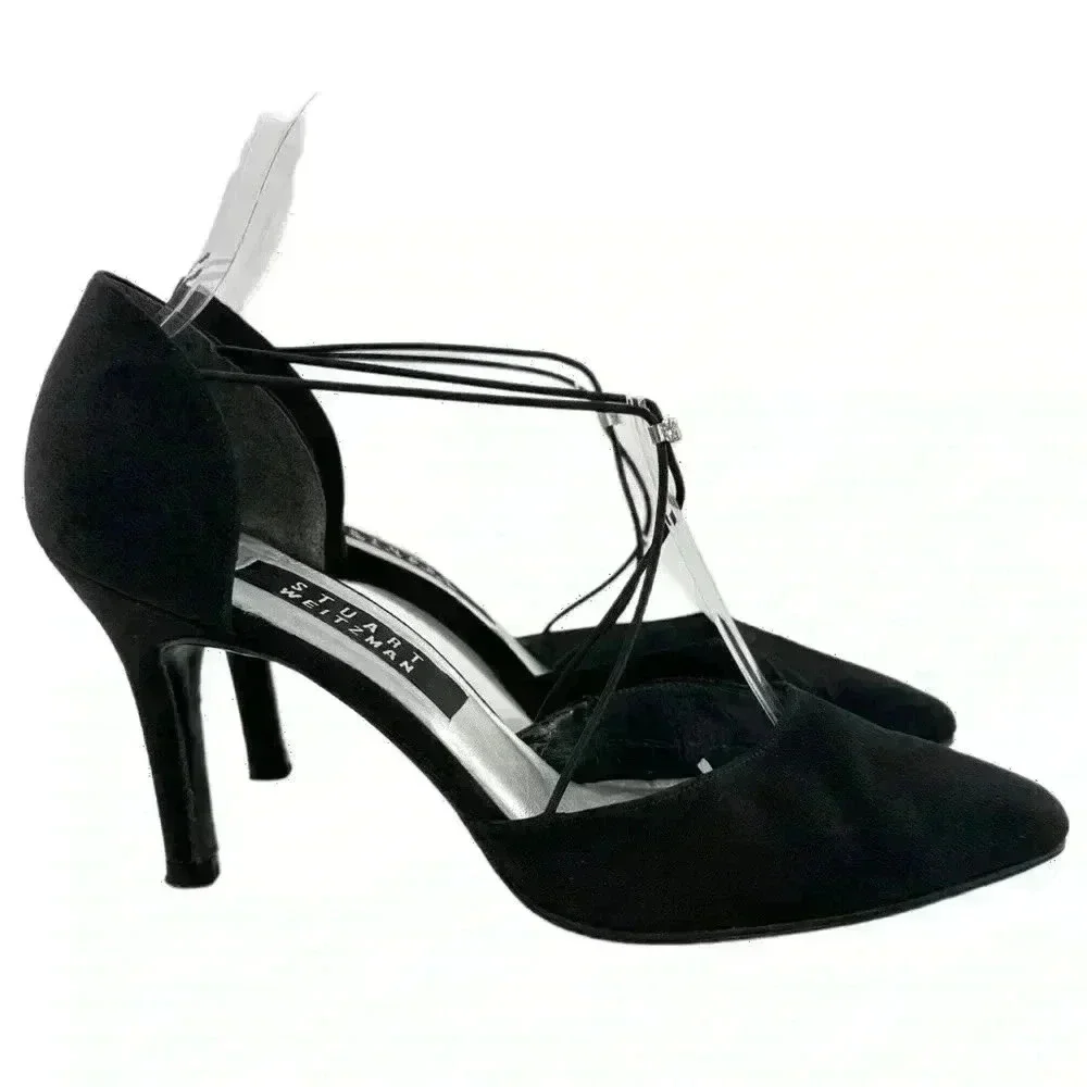 Stuart Weitzman heels 7 black gem mother of the bride formal party holiday